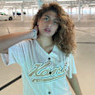 Karl Kani Varsity Pinstripe Baseball Shirt beige 19865 5