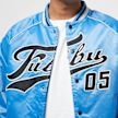 FUBU Varsity Satin Raglan Bomber Jacket bleu 22969 3