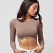 Sixth June Long Sleeve Open Back Ribbed Crop Top brązowy 23641 1