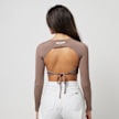 Sixth June Long Sleeve Open Back Ribbed Crop Top brązowy 23641 2