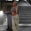 Sixth June Long Sleeve Open Back Ribbed Crop Top braun 23641 5
