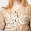 Karl Kani Varsity Tonal Pinstripe Baseball Shirt light blue beige 24705 3