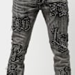 Smoke Rise Letter Applique Jeans noir 25363 5