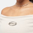 Sixth June Ribbed Longsleeve Bardot Crop Top beige 28912 3
