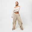 Sixth June Ribbed Longsleeve Bardot Crop Top beige 28912 4