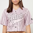 Karl Kani OG Star Logo Crop Pinstripe Baseball Shirt rosa 46241 3