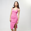 Sixth June V Neck Side Split Midi Knit Dress lichtroze 31788 1