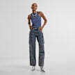 Urban Classics Ladies Loose Utility Denim Pants dirty washed azul 33407 4