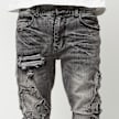 Smoke Rise Cut & Sewn Rip O Letter Applique Jeans gris 44359 3