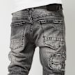 Smoke Rise Cut & Sewn Rip O Letter Applique Jeans gris 44359 4