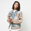 Smoke Rise Varsity Polyurethan Sleeve Denim Jacket blu 46372 1