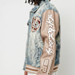 Smoke Rise Varsity Polyurethan Sleeve Denim Jacket blu 46372 4