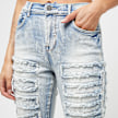 Smoke Rise Fray Denim Stack Pants plava 40122 3
