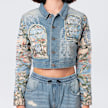 Smoke Rise Cropped Tapestry Denim Jacket plava 40372 3