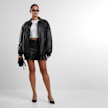 Urban Classics Ladies Synthetic Leather Pleated Skirt zwart 41536 7