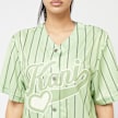 Karl Kani Varsity Heart Pinstripe Baseball Shirt light green/off white verde 44937 3