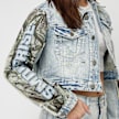 Smoke Rise Denim Trucker Nylon Mixed Media Jacket blau 45411 3
