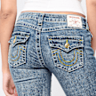 True Religion Joey Low Rise Flare Flap bleu 98763 4