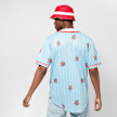 Karl Kani x Stranger Things Woven Signature Pinstripe Baseball Shirt azul 12972 2