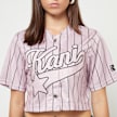 Karl Kani OG Star Logo Crop Pinstripe Baseball Shirt rosa 46241 3