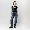 True Religion Sporty Cap Sleeves Ringer Baby Tee crna 95193 4