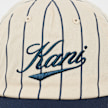 Karl Kani Cursive Varsity Pinstripe Baseball Cap off white/dark blue blanc 96329 4