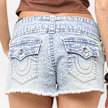 True Religion Wide Belt Joey Low Rise Short Flap bleu 98607 4