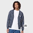 Karl Kani OG Pinstripe Jacquard Cropped Cardigan blauw 103061 1