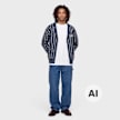 Karl Kani OG Pinstripe Jacquard Cropped Cardigan blauw 103061 4