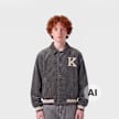 Karl Kani Retro Patch Corduroy College Jacket Junior grey grigio 103084 1