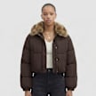 Urban Classics Ladies Cropped Fake Fur Collar Jacket smeđa 103285 1