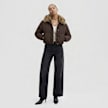 Urban Classics Ladies Cropped Fake Fur Collar Jacket marrone 103285 4