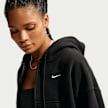 Nike   Studio Fleece Medium Weight Oversized Crop Full Zip Hoodie zwart 105550 3
