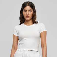 Urban Classics Stretch Jersey Cropped Tee wit