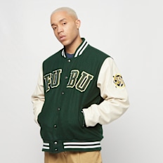 FUBU Fake Leather Wool Blend College Jacket schwarz