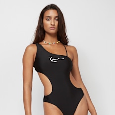 Karl Kani Small Signature One Shoulder Cutout Swimsuit noir