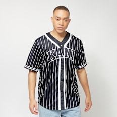 Karl Kani Serif Pinstripe Baseball Shirt noir
