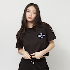 On Vacation Calligraphy Cropped Top noir