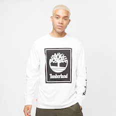 Timberland Long Sleeve Front Stack Logo Tee (Regular) blanc