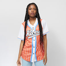 Karl Kani College Block Pinstripe Baseball Jersey Shirt orange