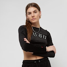 FUBU Old English Rhinestone Velours Long Sleeve nero