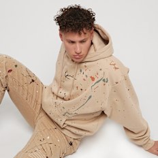 Karl Kani Small Signature OS Paintsplatter Hoodie beige