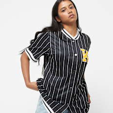 Karl Kani Retro Patch Pinstripe Baseball Shirt crna