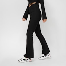 Urban Classics Ladies High Waist Rib Flared Leggings negro