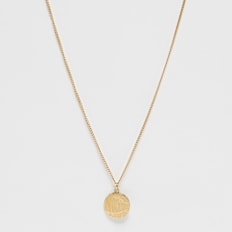 On Vacation Round Logo Pendant Necklace zlatna