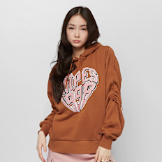 SNIPES Heart College Logo Cropped Ruched Hoodie smeđa