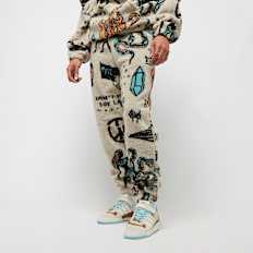 Grimey Lost Boys All Over Jacquard Sherpa Pants bijela