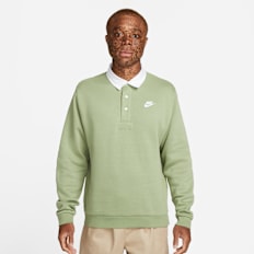 Nike Club Fleece Brushed-Back Long-Sleeve Polo grün