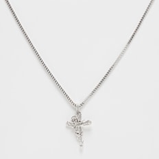 King Ice Rose Thorned Cross Necklace 1.9'' dorado