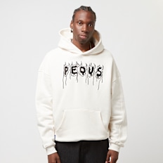 PEQUS Destroyed Logo Patch Hoodie branco